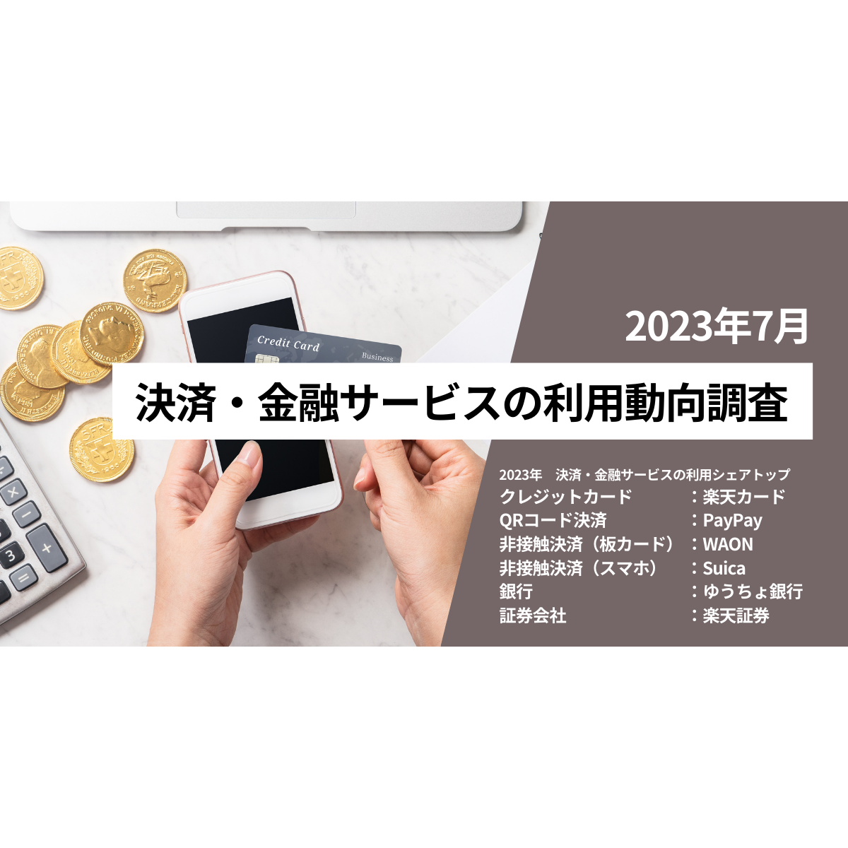 2023年決済・金融サービスの利用シェアを発表！クレカ「楽天