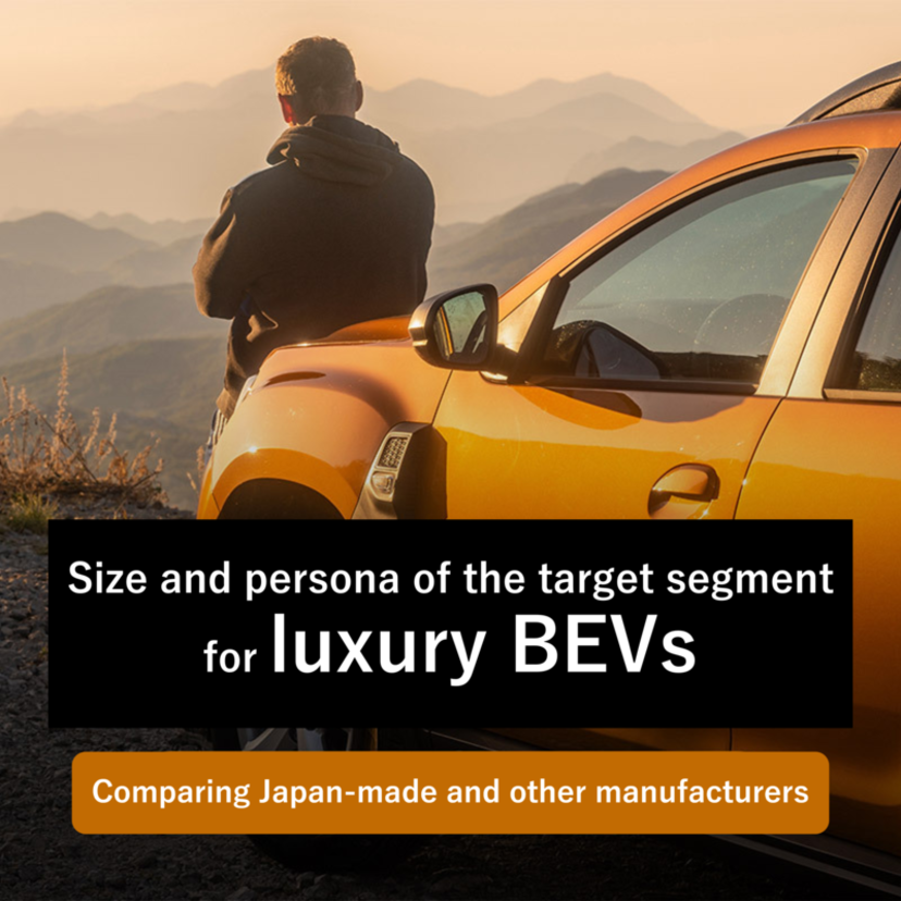 Size of the target segment for luxury BEVs and the user persona. Comparing Japan-made and non-Japanese car manufacturers