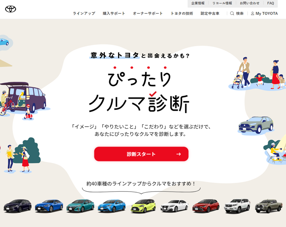 トヨタ ぴったりクルマ診断 が自動車購入促進に 第三者データで分析 マナミナ まなべるみんなのデータマーケティング マガジン